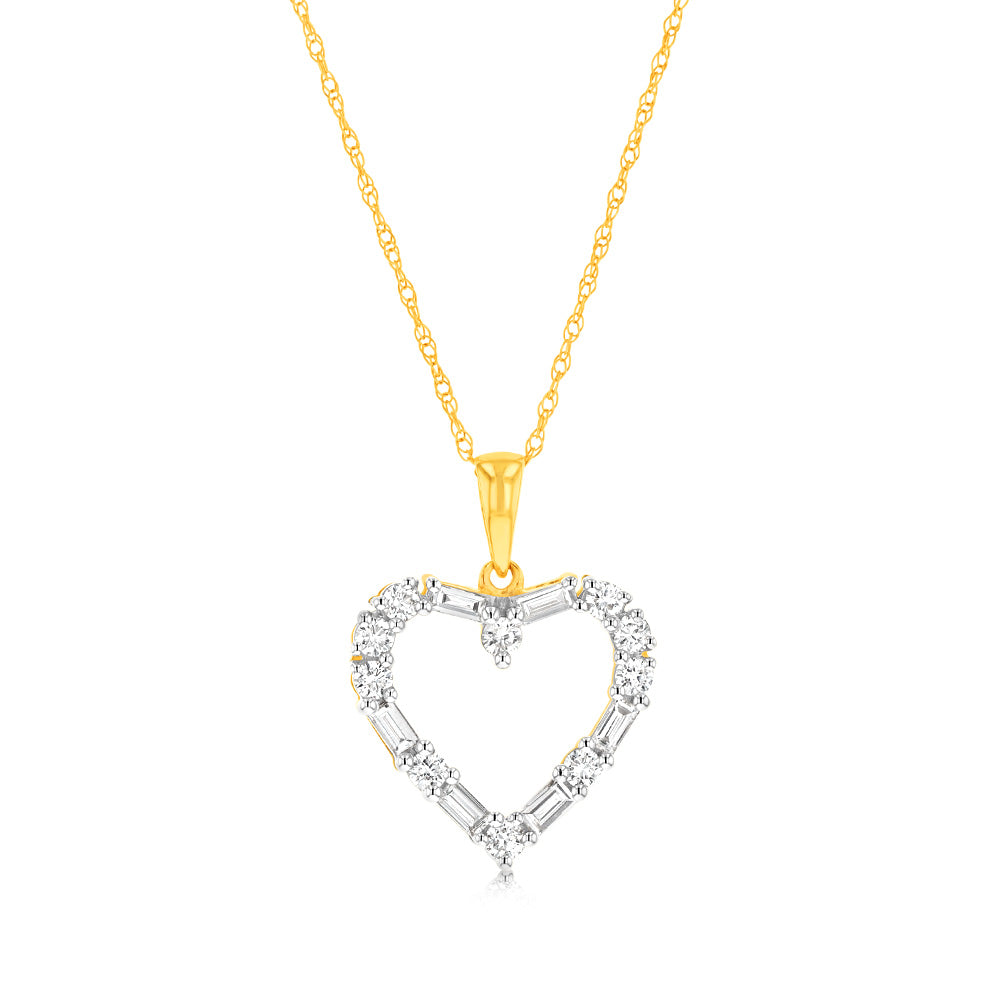 Stunning 1/2 Carat Luminescent Lab - Grown Heart Pendant in 9ct Yellow Gold