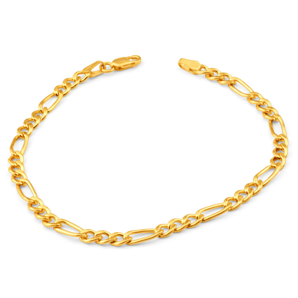 19cm 9ct Yellow Gold Coppefilled 100Gauge Italian Figaro Bracelet