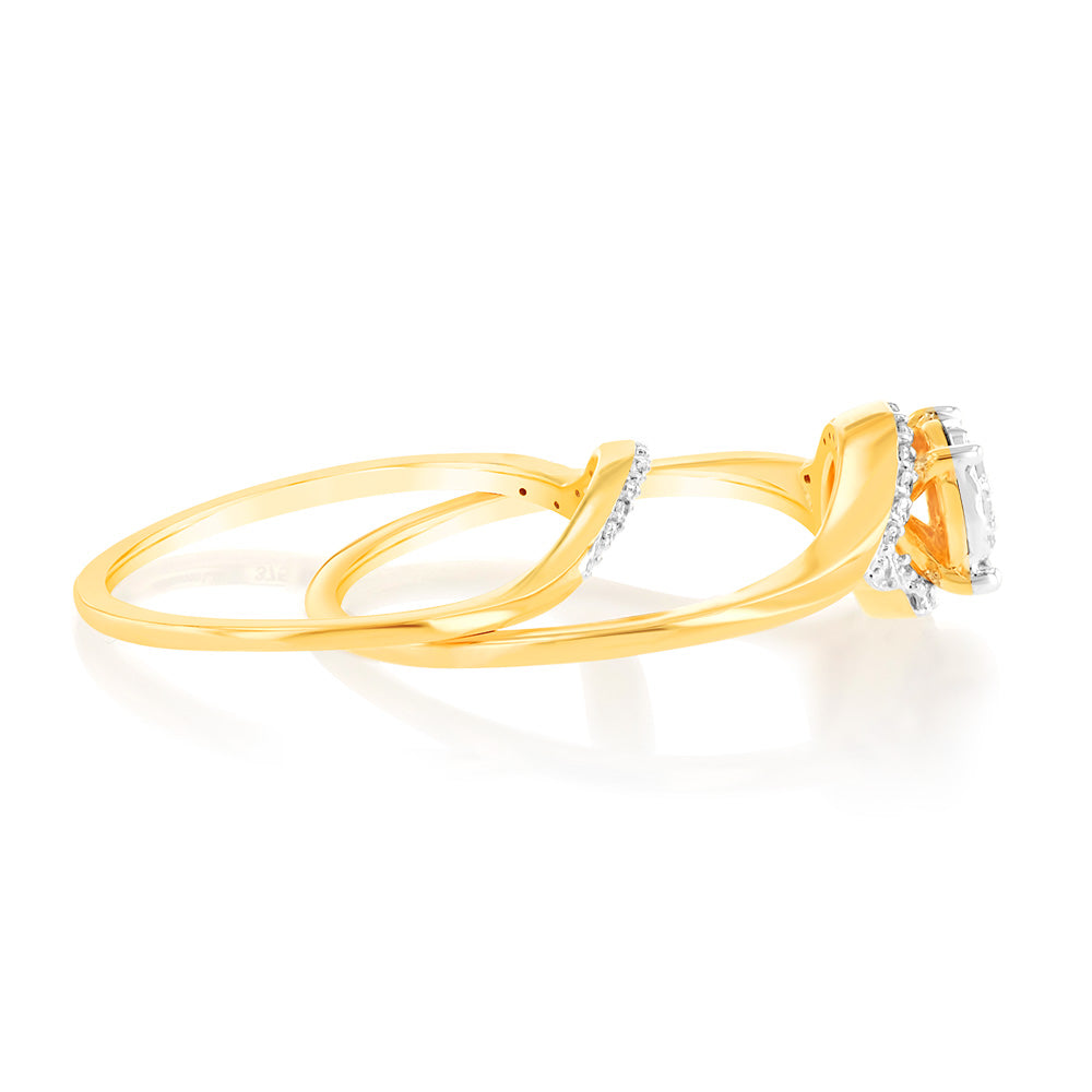 Stunning 9ct Yellow Gold Ring with Lab - Grown Luminescent Diamonds