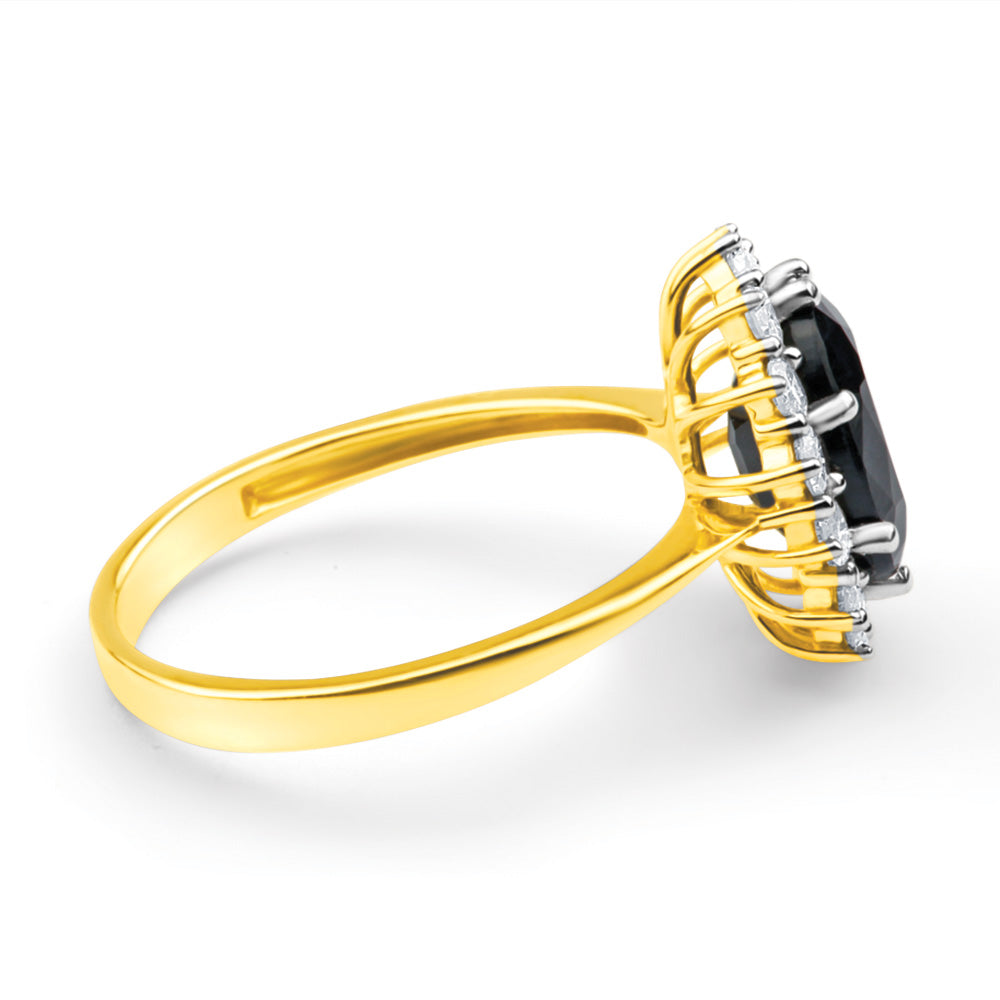 9ct Yellow Gold Ring with 2.50 Carat Natural Oval Sapphire (9X7mm) and 0.50 Carat Diamonds