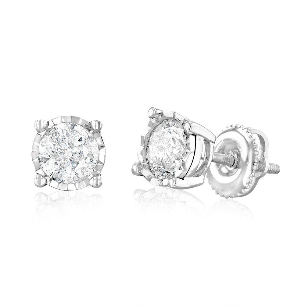 Exquisite 10-Carat White Gold 0.95 Carat Diamond Solitaire Stud Earrings for Elegant Jewelry Lovers