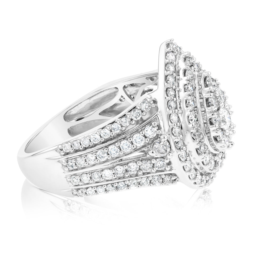 Exquisite 1.90 Carat Pear - Shaped Diamond Ring in 10ct White Gold