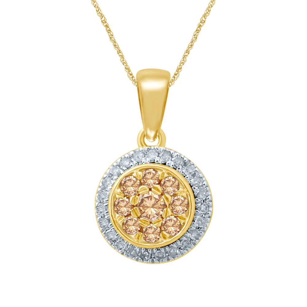 Exquisite 9 Carat Yellow Gold Western Australian Diamond Cluster Pendant with a 45cm Chain for a Stunning Look