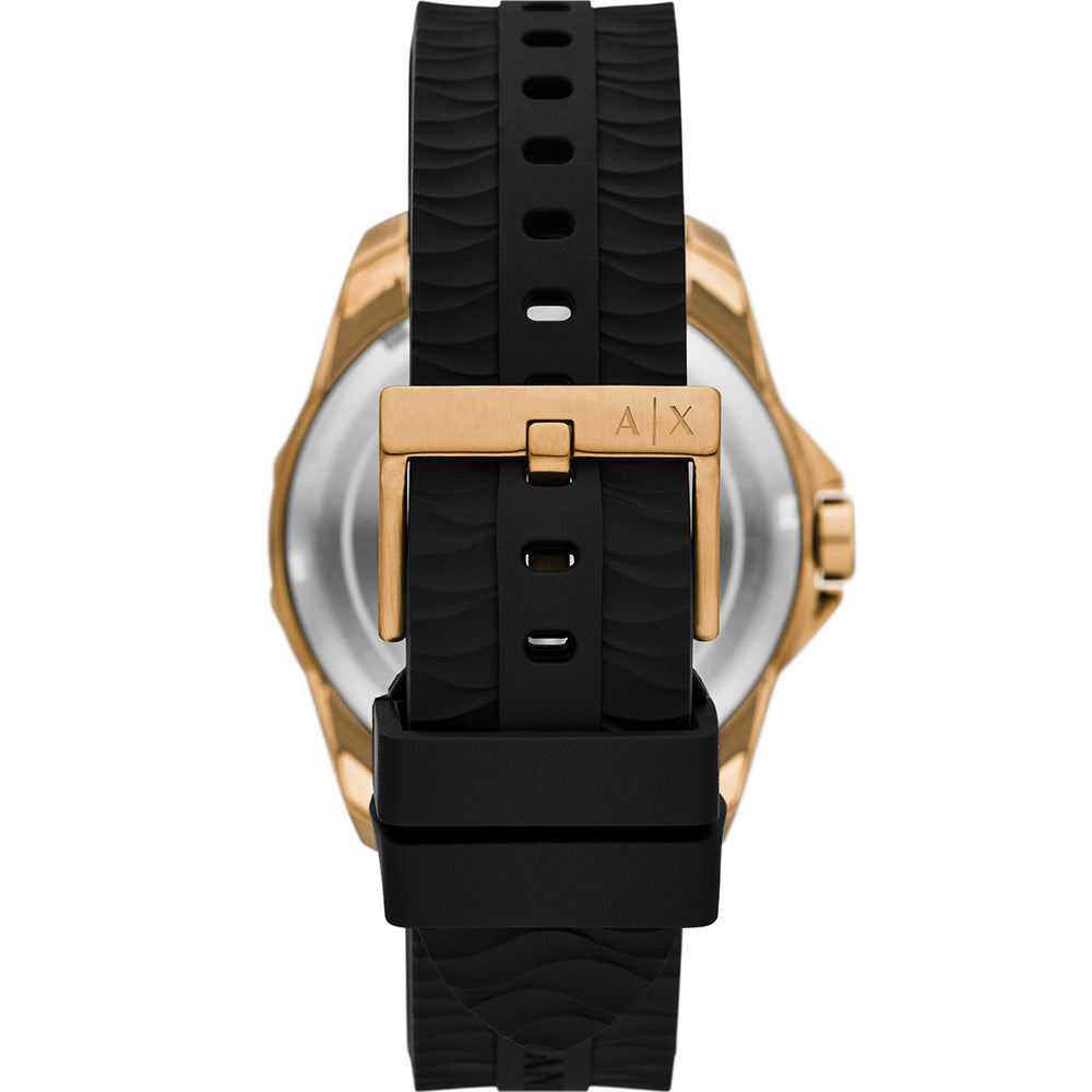 Armani Exchange AX1954 Spencer Gold Stainless Steel Watch with Black Silicone Strap