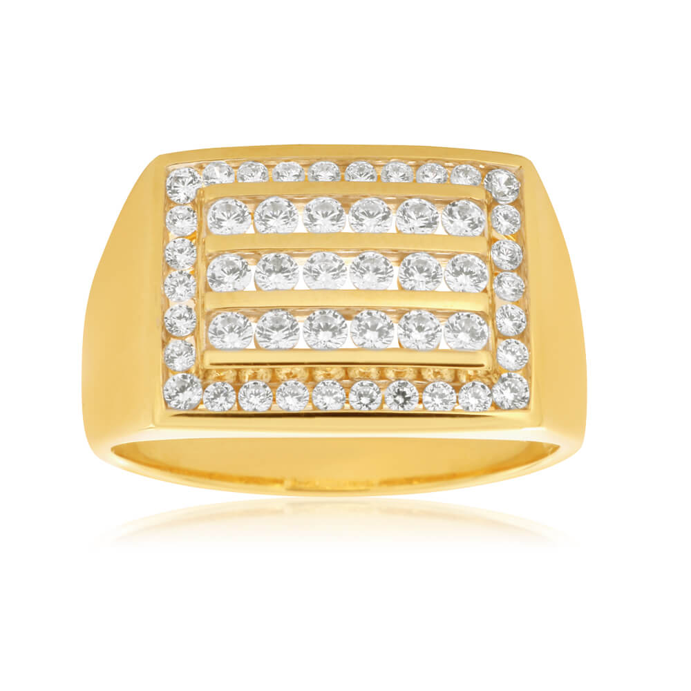 9ct Yellow Gold Channel Set Cubic Zirconia Engagement Ring for Women