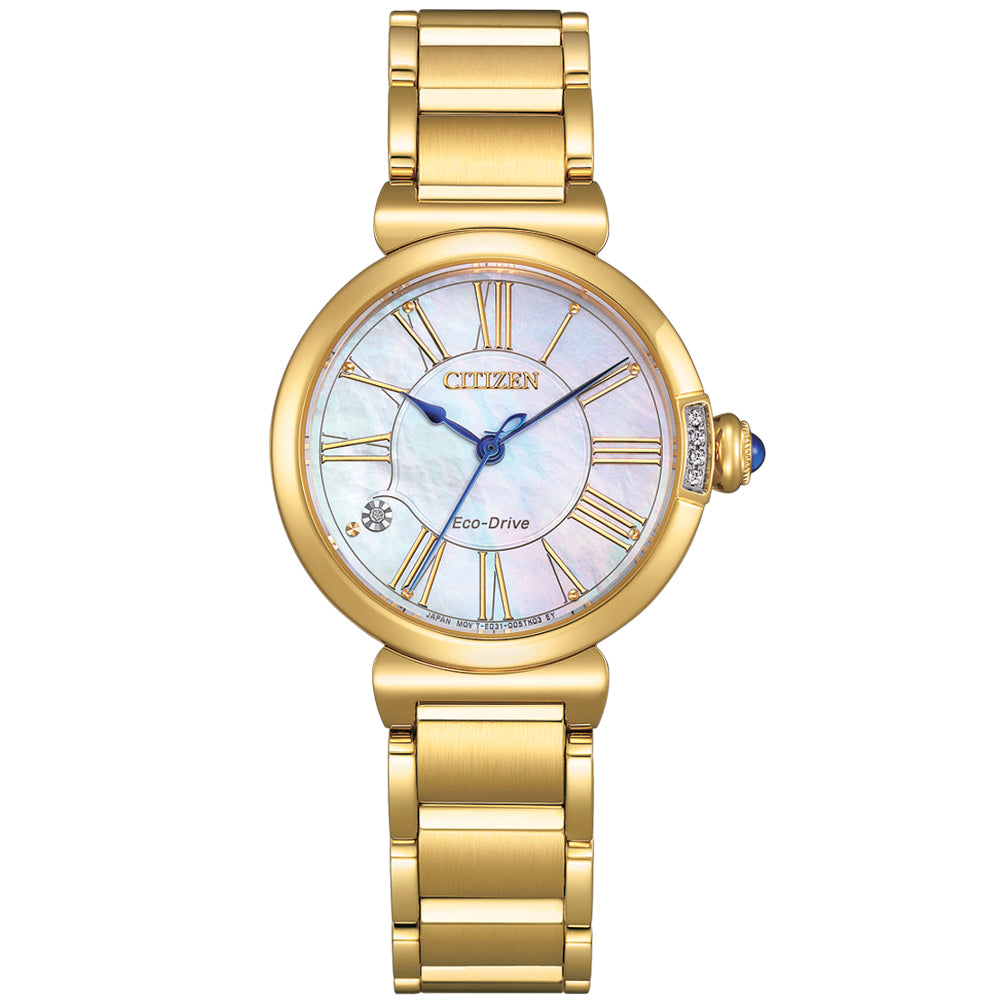 Citizen Womens Eco-Drive Gold-Tone Stainless Steel Watch EM1062-57D