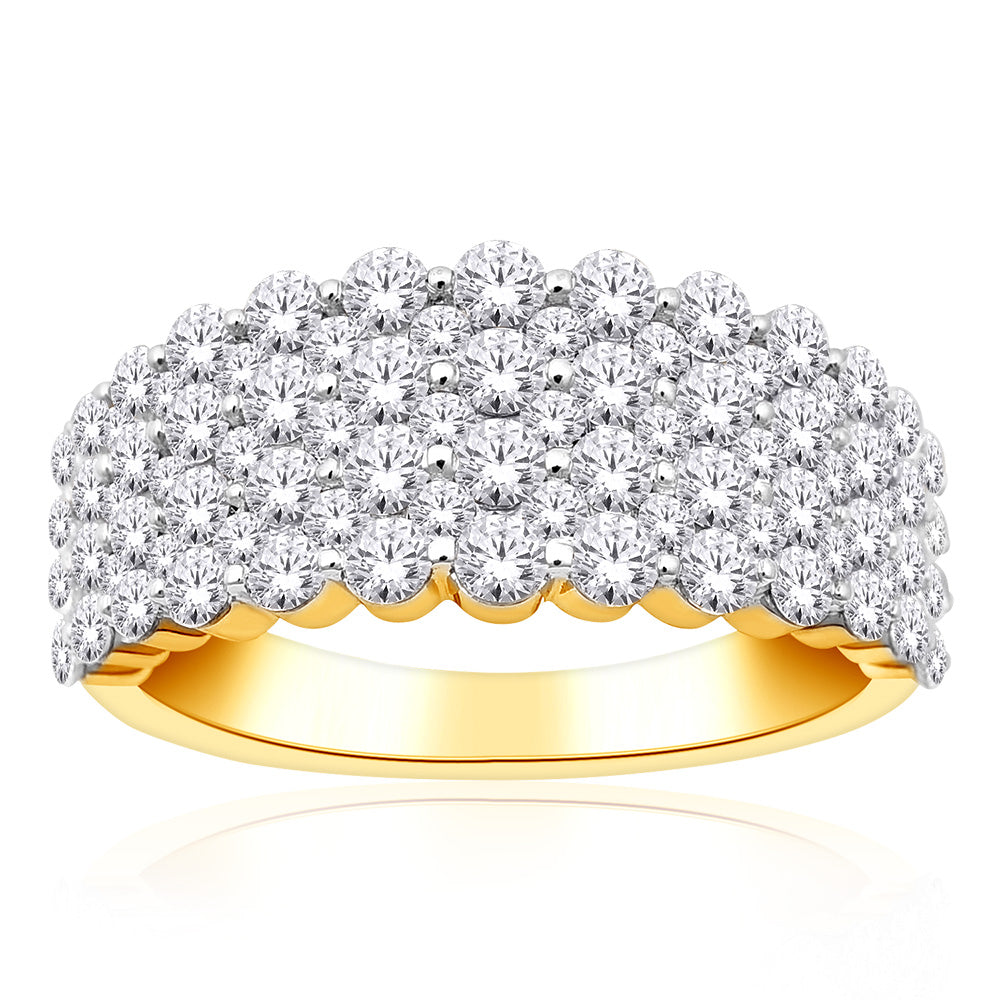 10-Carat Yellow Gold One-Carat Diamond Cluster Women's Dress Ring for Special Occasions