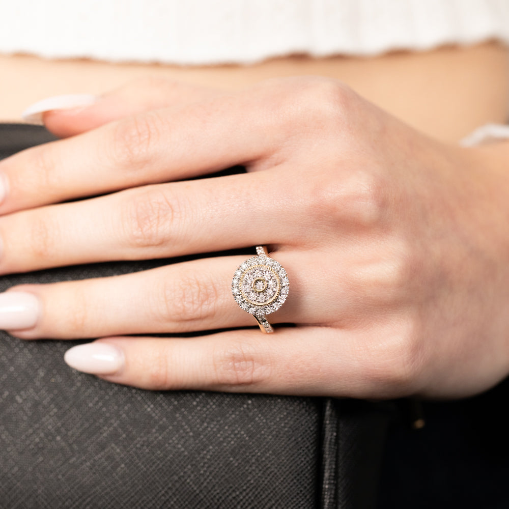 Stunning 9ct Yellow Gold Cluster Ring with 35 Lab-Grown Brilliant Diamonds