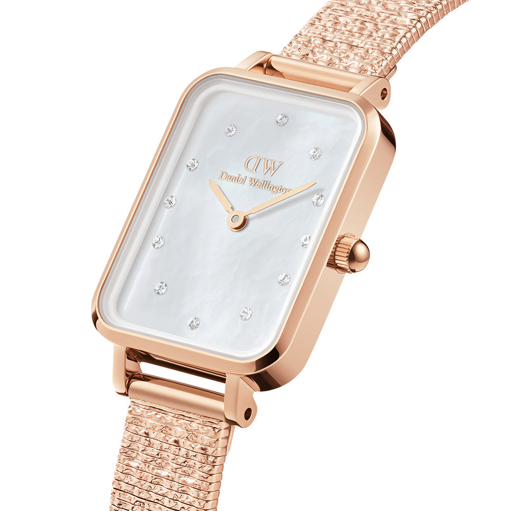 Daniel Wellington DW00100578 Elegant Gold Quadro Lumine Mesh Watch for Women