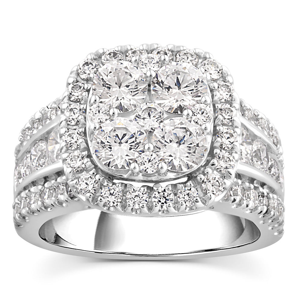 Exquisite 14ct White Gold Lab-Grown Luminescent 2.96 Carat Diamond Engagement Ring in Size N½
