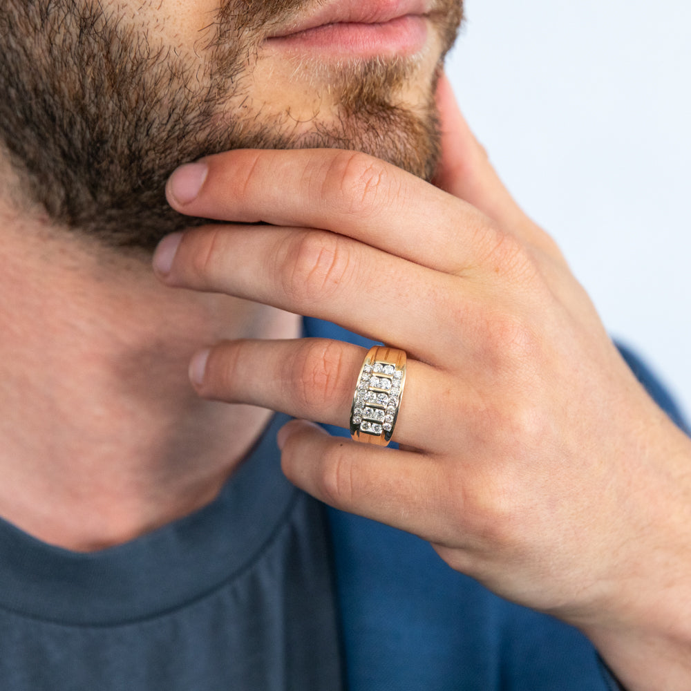 1 Carat Diamond Men's Ring in 9ct Yellow Gold for Stylish Gentlemen