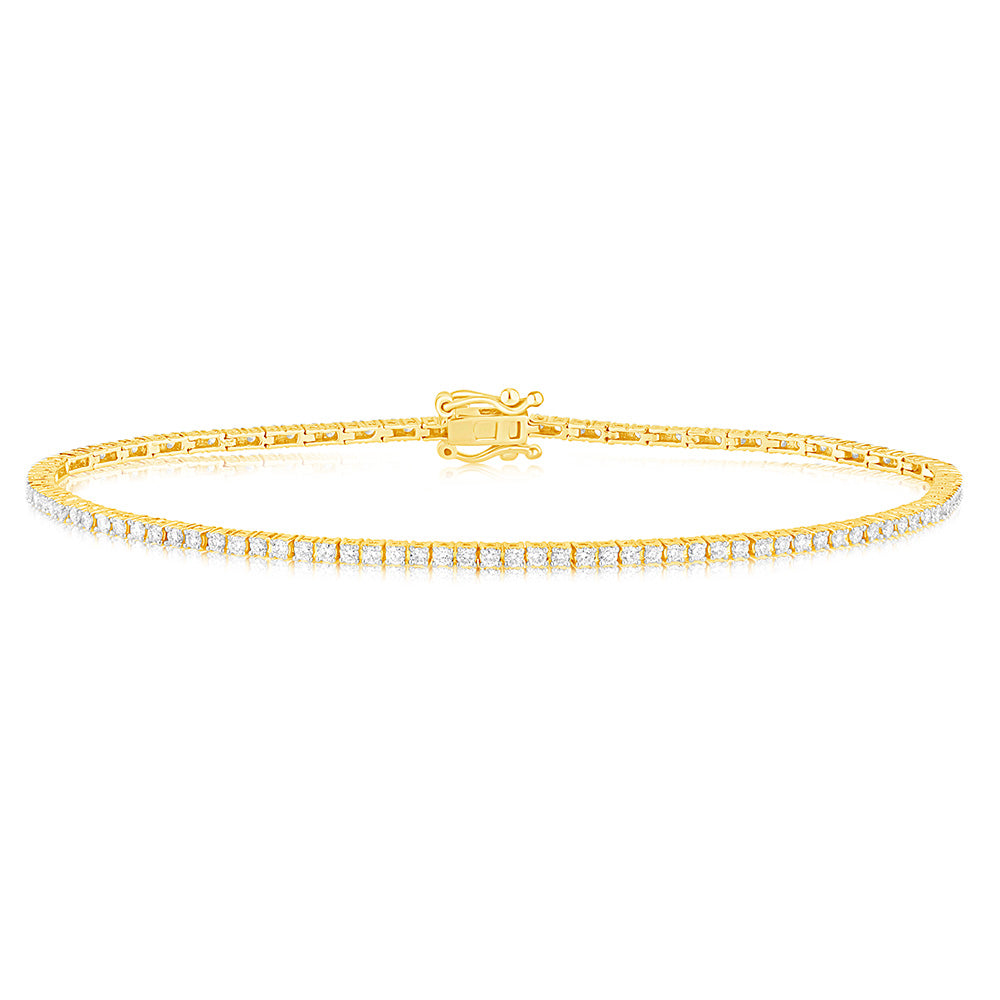 Exquisite 1 Carat Luminesce Laboratory-Grown Diamond Tennis Bracelet Crafted in 9ct Yellow Gold