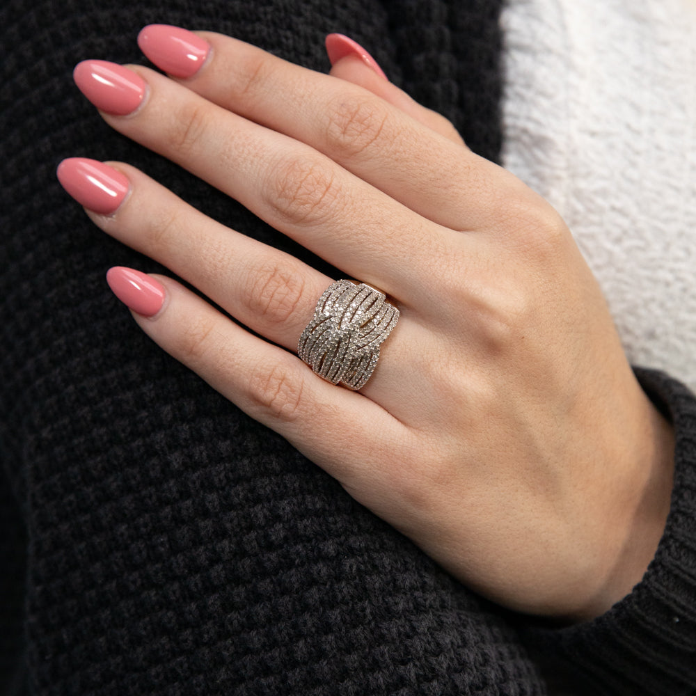 10ct Yellow Gold 1 Carat Diamond Cross Over Ring - A Stunning Jewelry Piece for Everyday Wear