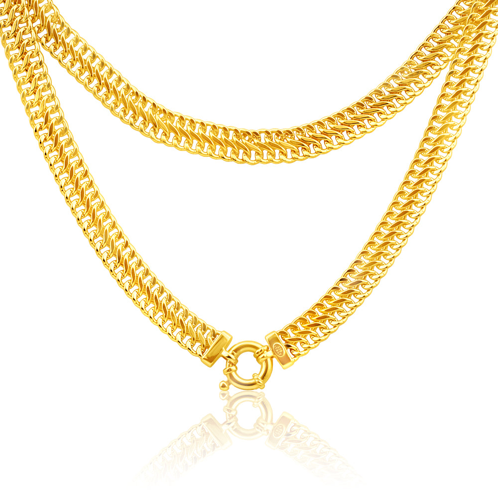 45cm 9ct Yellow Gold Plated Copper Mesh Chain, 100 Gauge, with a Stunning Bolt Ring - Ideal for Necklaces