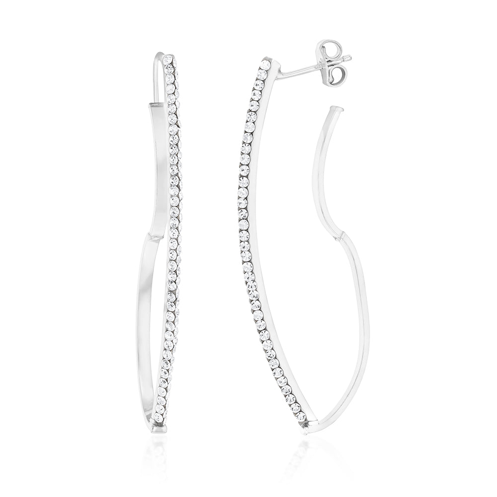 Gorgeous 9ct White Gold Filled Fancy Stud Earrings with Crystals