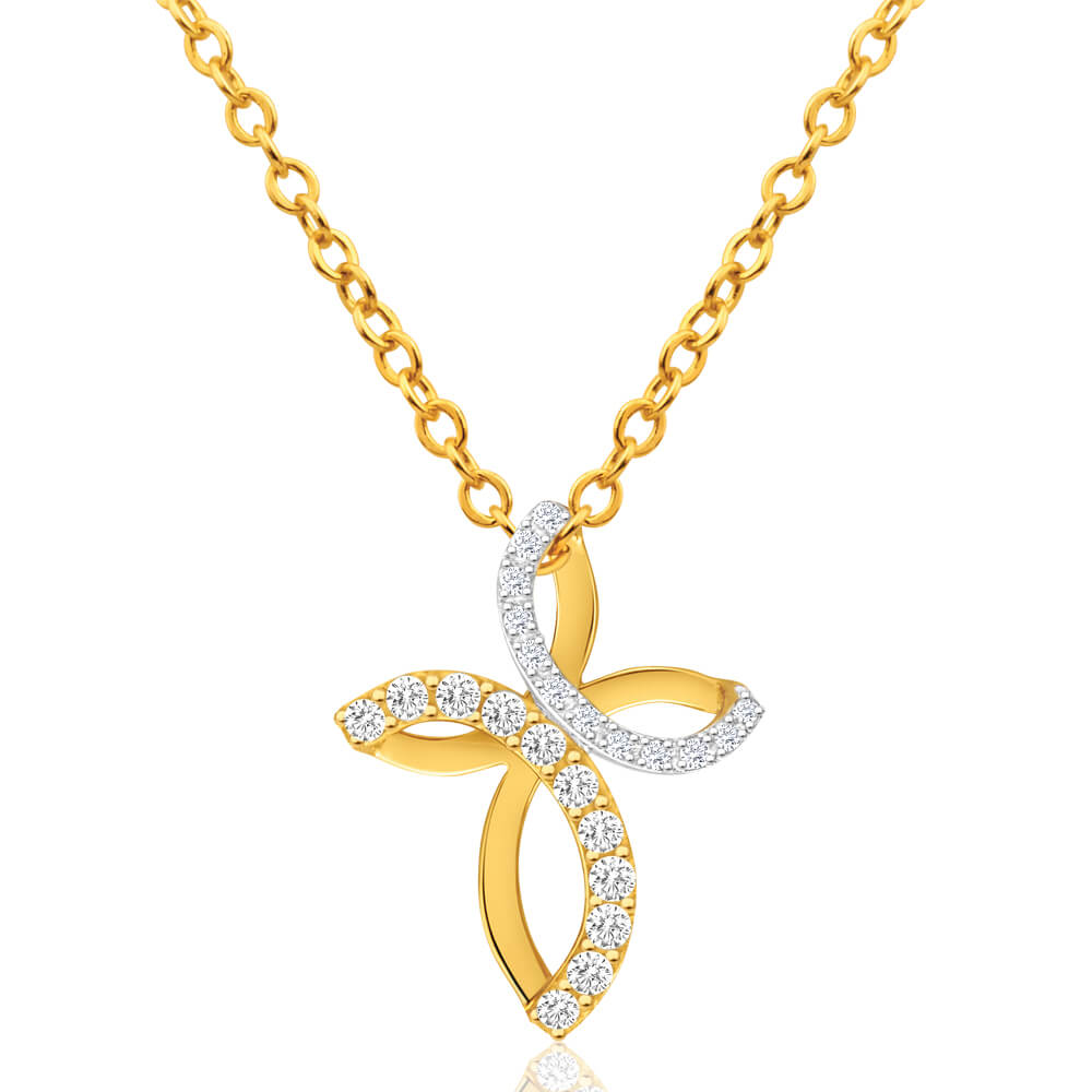 Exquisite 9ct Yellow Gold Pendant with Australian Sparkling Diamonds