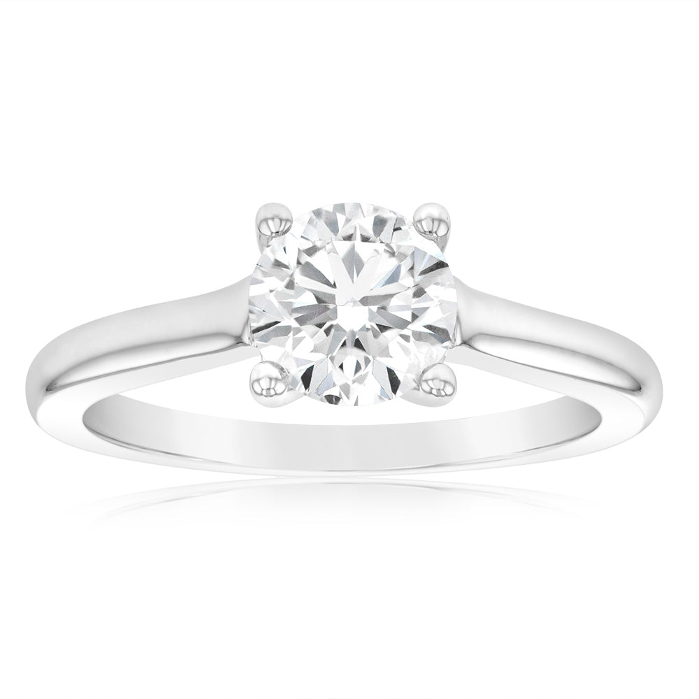 Stunning 0.95 Carat Solitaire Diamond Ring Crafted in 18ct White Gold