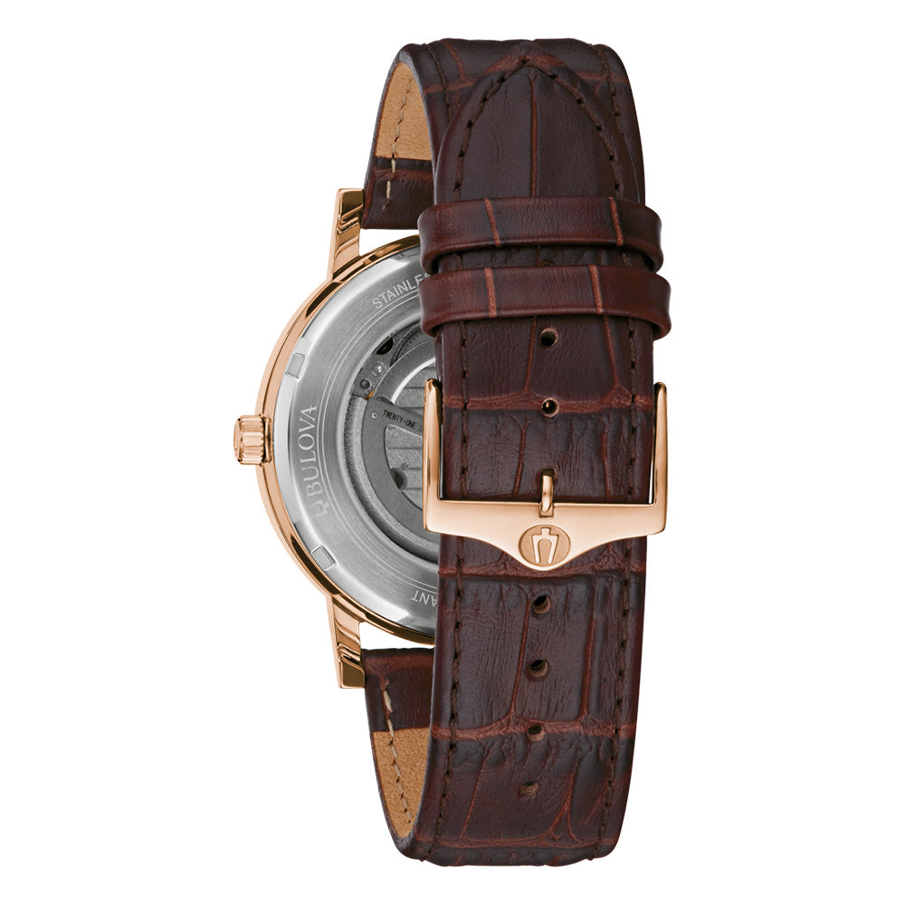 Bulova 97A150 Classic Automatic Watch with Leather Strap