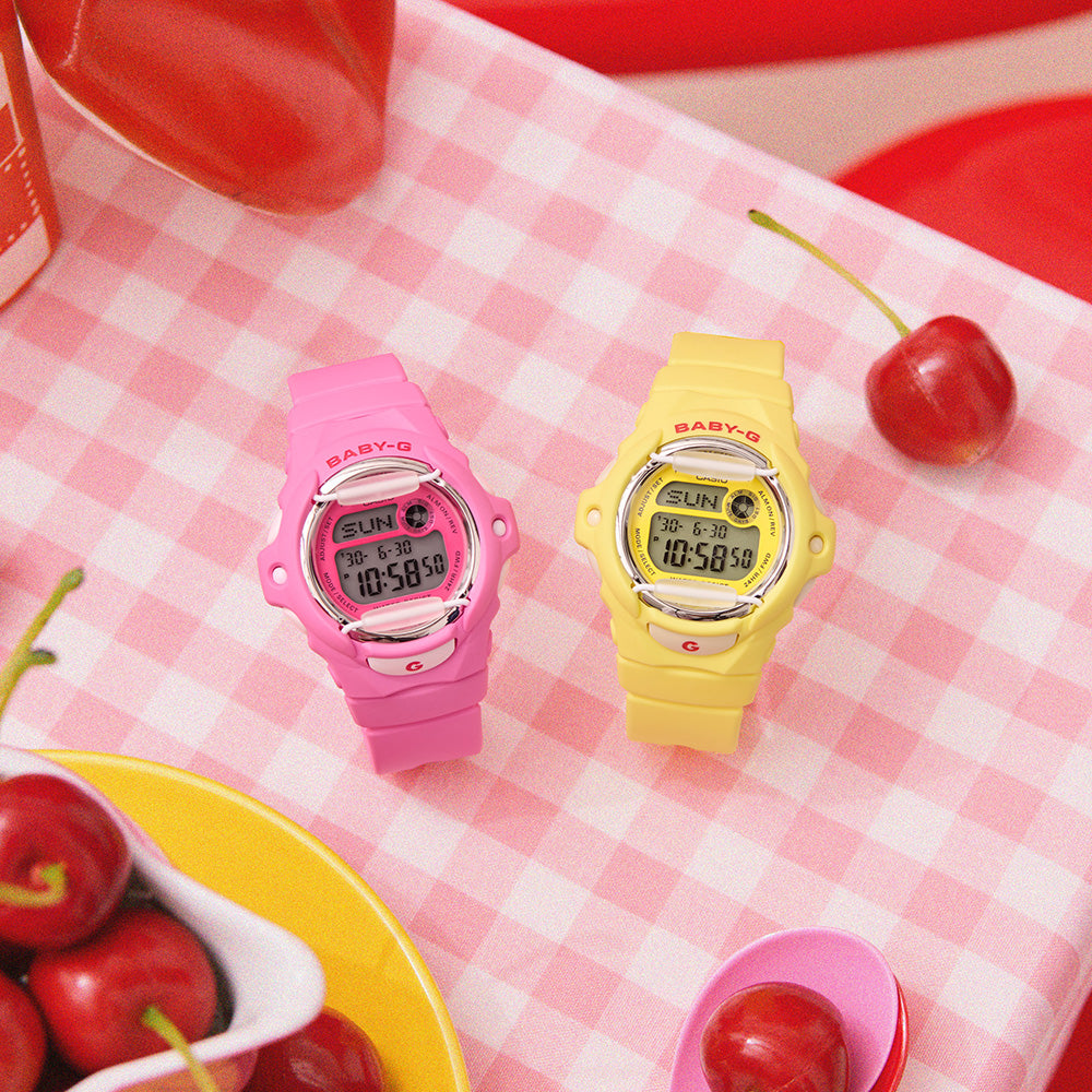 BABY-G Women's Shock-Resistant Cherry Accented BG169CH-4D Watch - A Playful Addition to Your Wrist