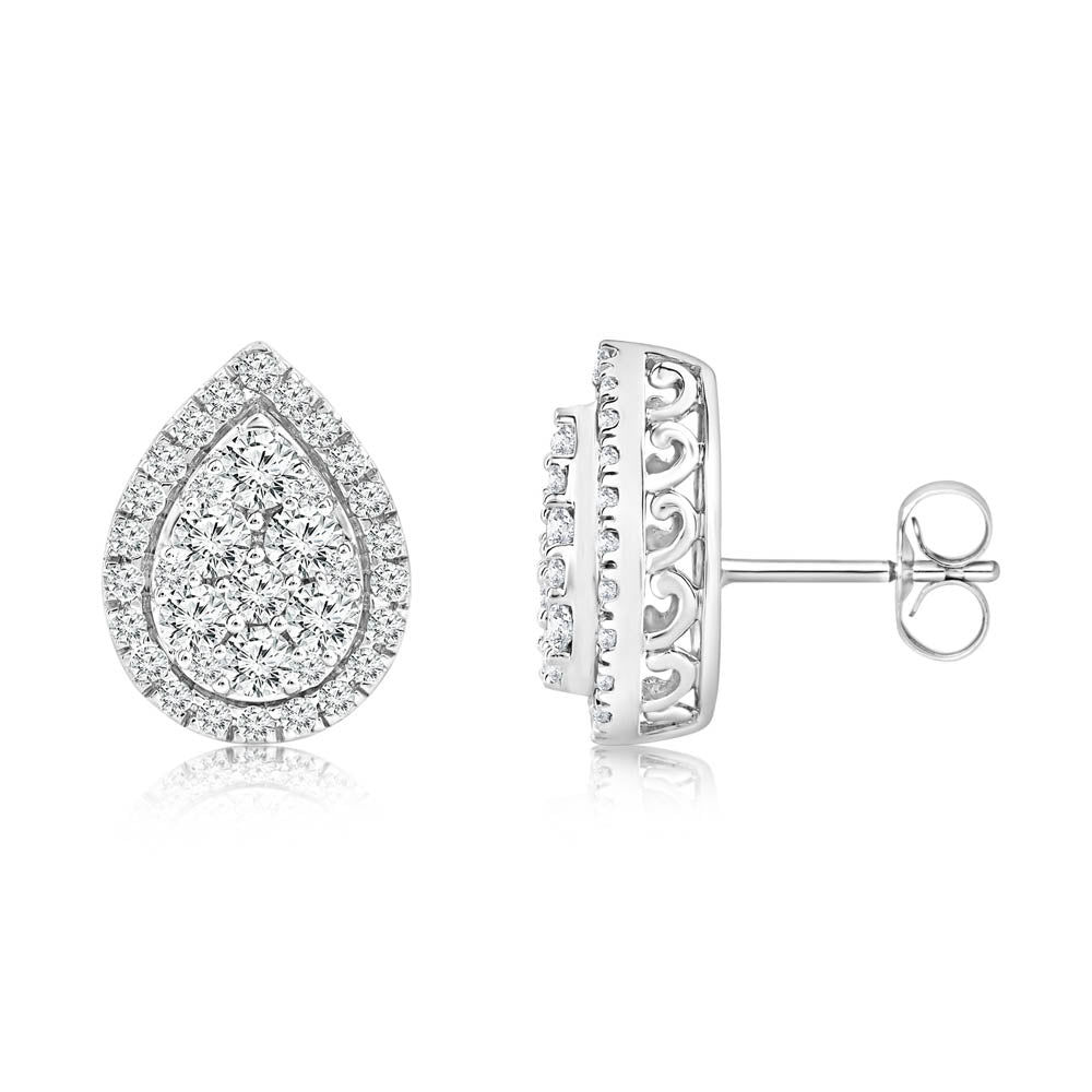 Exquisite 0.95 Carat Pear - Shaped Diamond Stud Earrings for Sparkling Looks