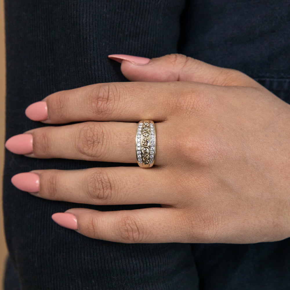 9ct Yellow Gold Ring Set with 1 Carat Australian Diamonds
