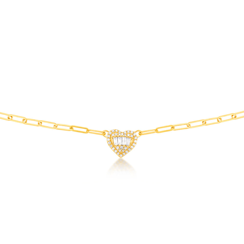 14ct Yellow Gold 0.5 Carat Diamond Heart - Shaped Pendant with 41cm Chain