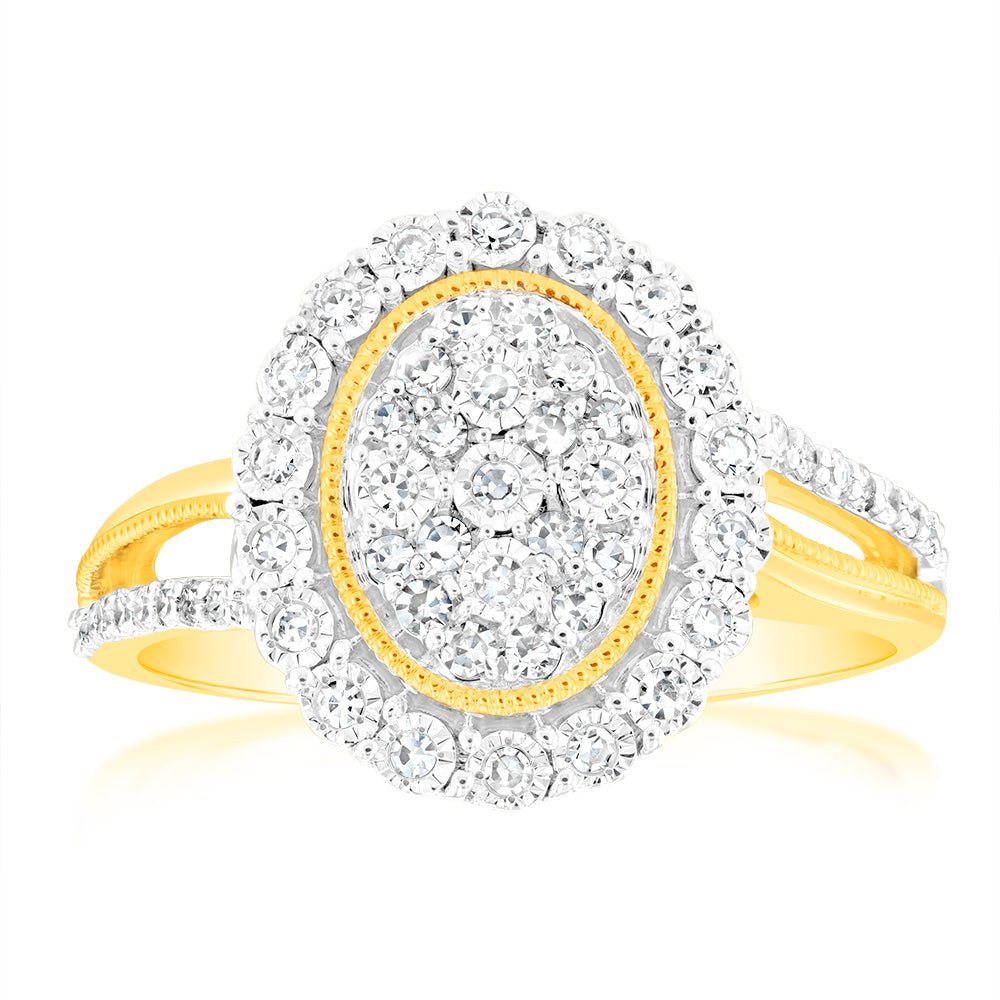 Exquisite 1/4 Carat Luminescent Lab - Created Diamond Engagement Ring Crafted in 9ct Yellow Gold