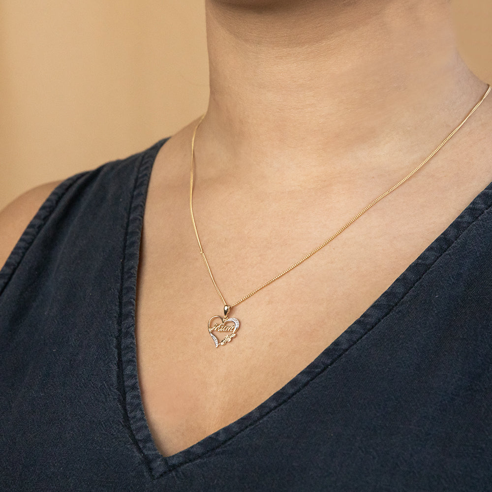 Exquisite 9ct Yellow Gold Diamond Pendant for Mum