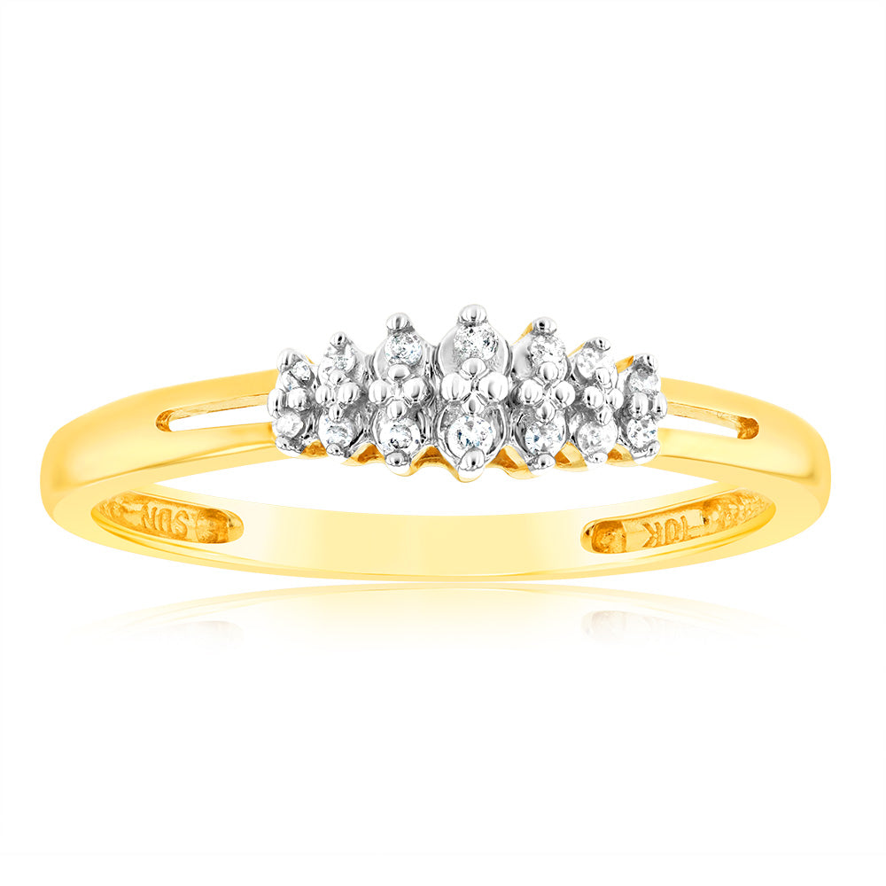 Exquisite 1/10 Carat Diamond Ring Crafted in 10ct Yellow Gold