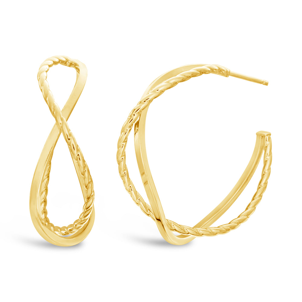 Stylish 9ct Yellow Gold Filled Fancy Twisted Stud Earrings for Fashion Lovers