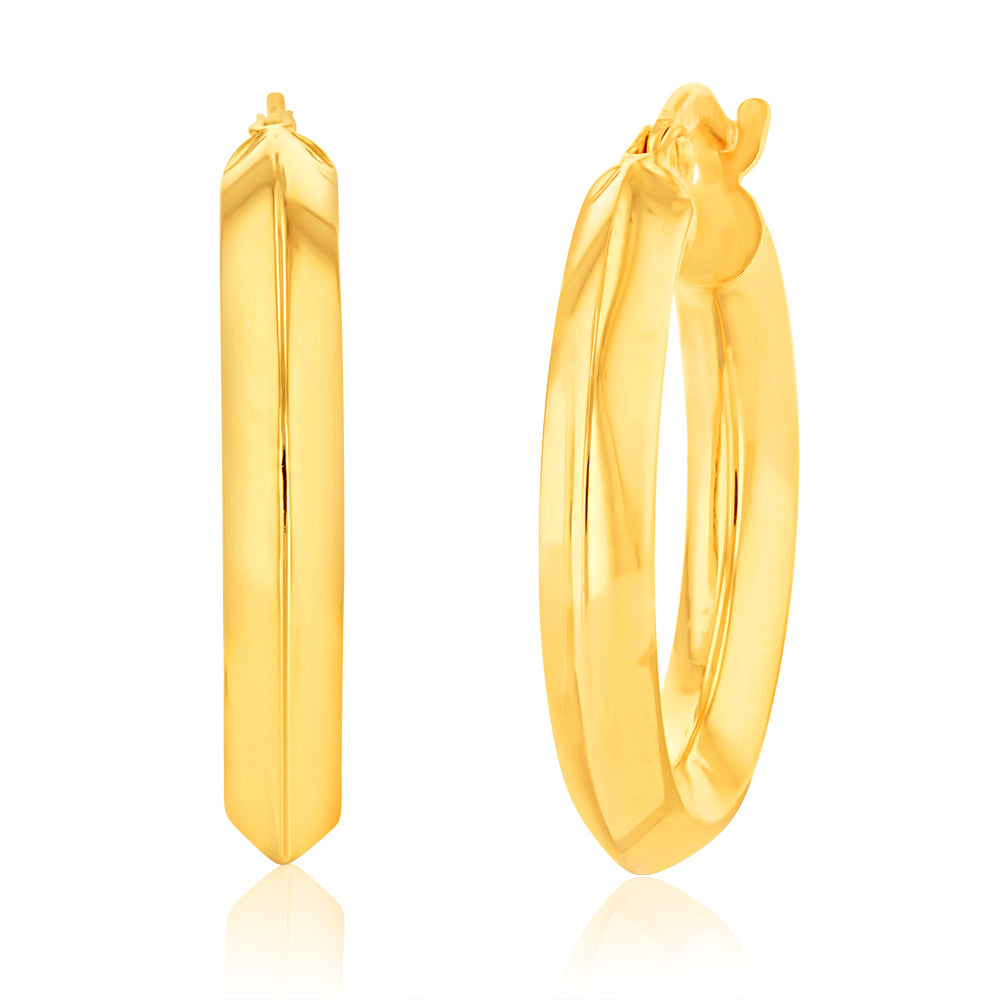 Gorgeous 9ct Yellow Gold Classic Plain Hoop Earrings for Elegant Look