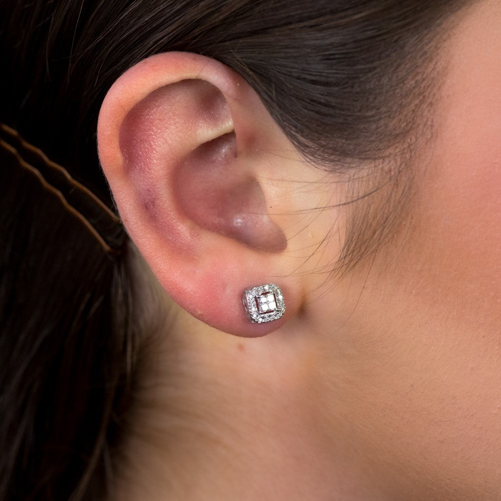 1/4 Carat Sparkling Diamond Stud Earrings Crafted in 10ct White Gold