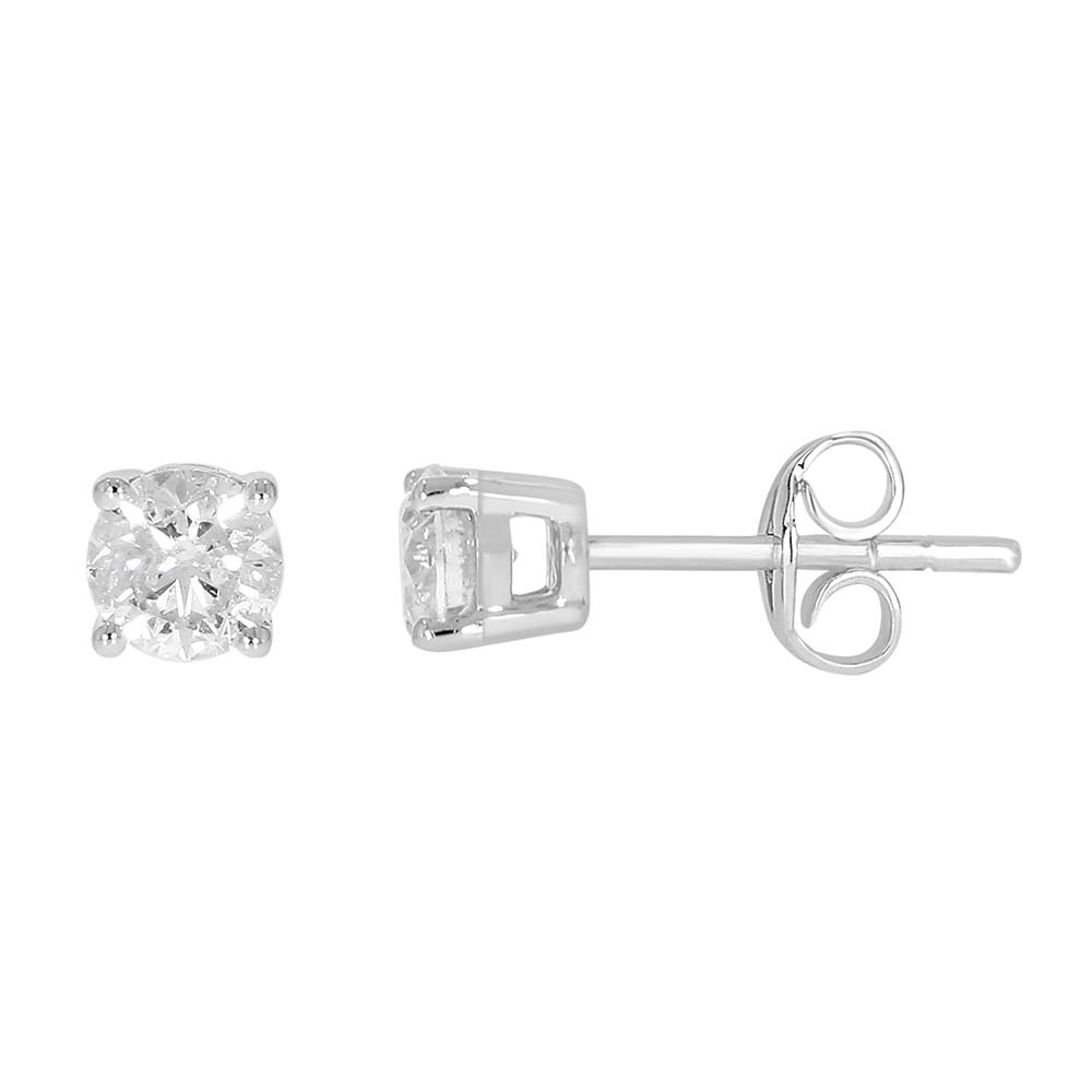 Exquisite 9ct White Gold Stud Earrings with 3/4 Carat Diamonds