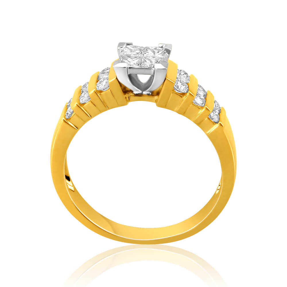 Stunning 9ct Yellow and White Gold Ring Featuring 5/8 Carats of Sparkling Diamonds