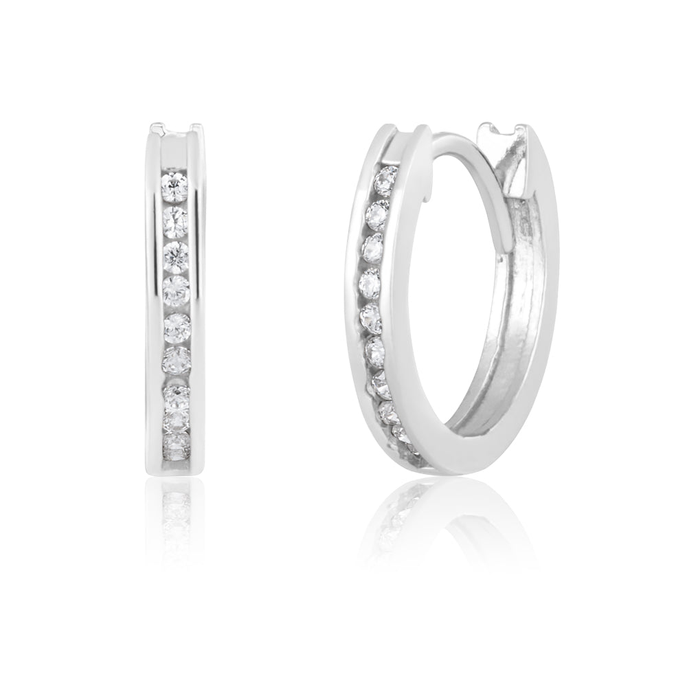 Stylish 9ct White Gold Zirconia Hoop Earrings for Elegant Look