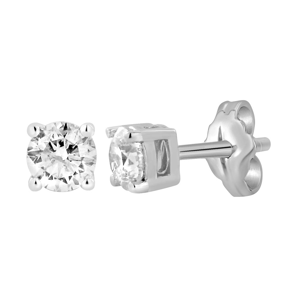 Luxurious 9 Carat White Gold Three - Quarters Carat Diamond Stud Earrings for Women's Elegance