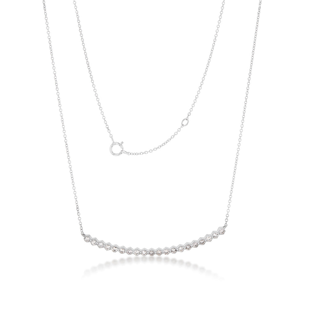 14ct White Gold 45cm Chain Set with 20 Diamonds Totaling 1/2 Carat