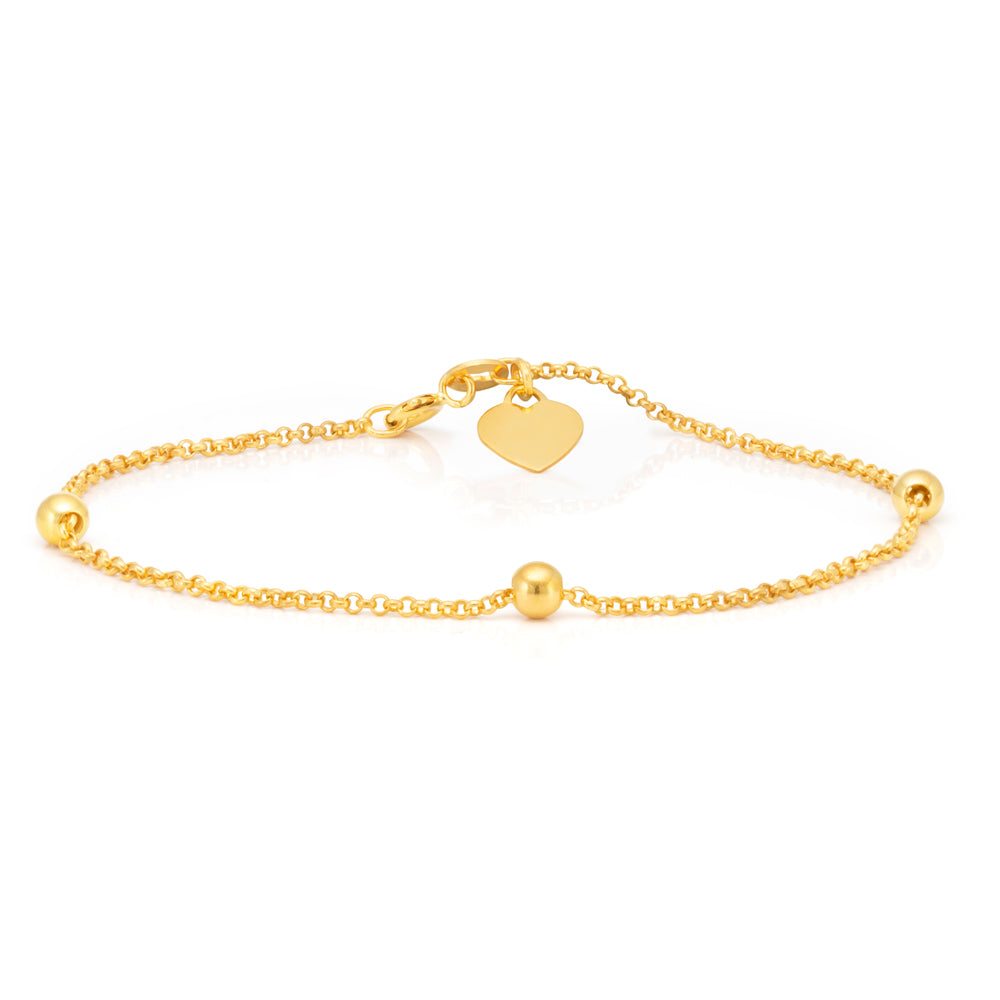 19cm 9-carat Yellow Gold Plated Belcher Style Heart Charm Bracelet - A Stunning Jewelry Piece