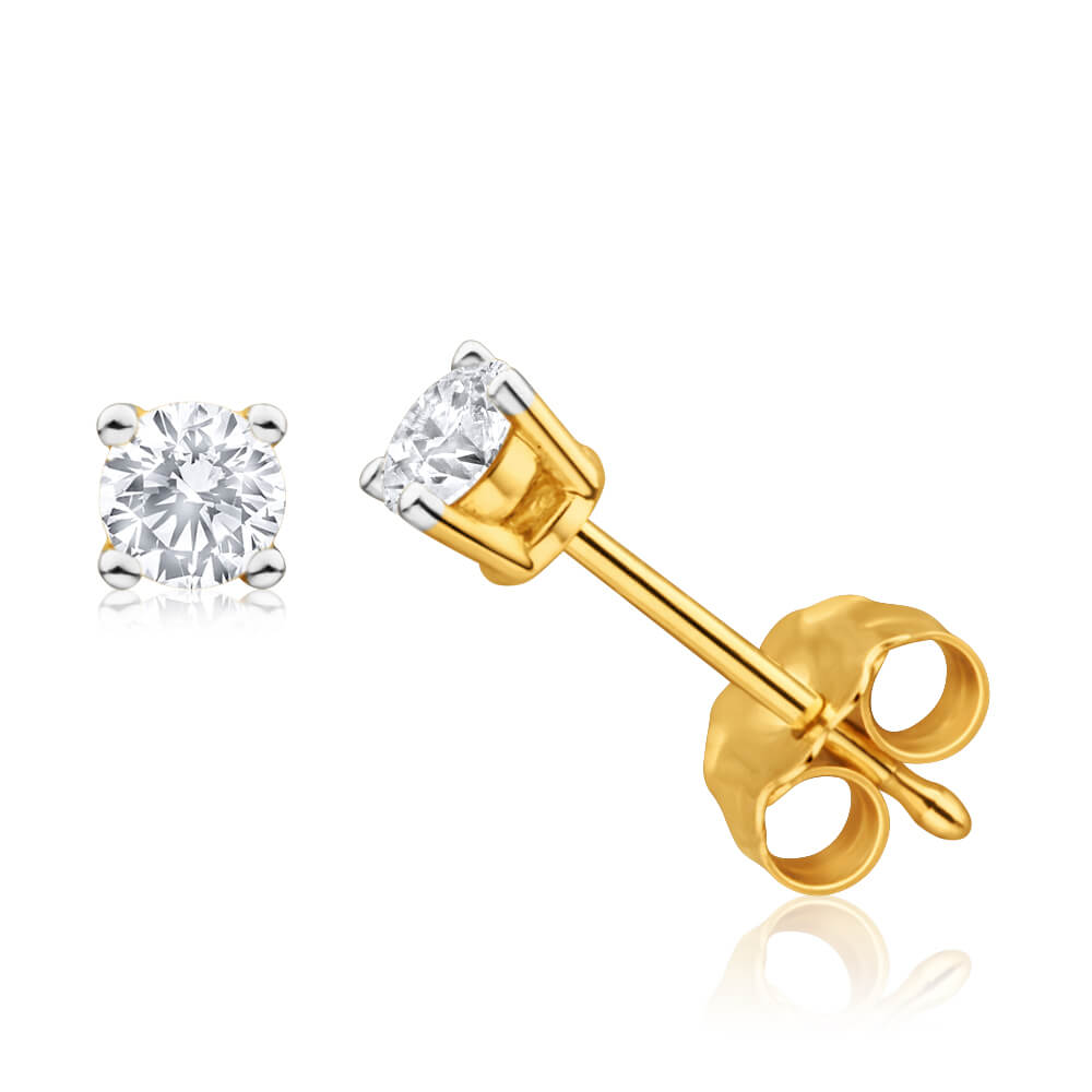 Stunning 9ct Yellow Gold 1/4 Carat Diamond Stud Earrings for Everyday Elegance