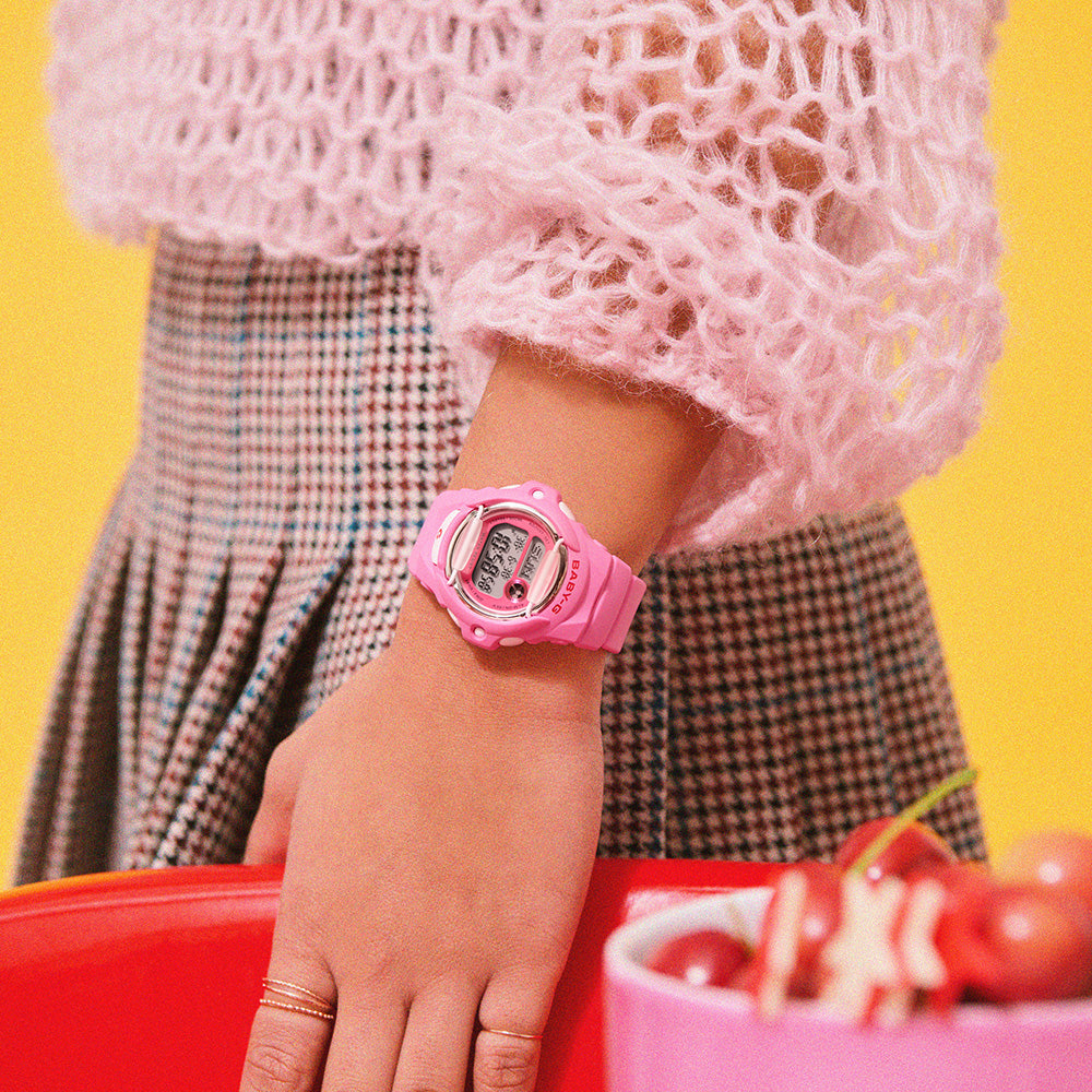 BABY-G Women's Shock-Resistant Cherry Accented BG169CH-4D Watch - A Playful Addition to Your Wrist