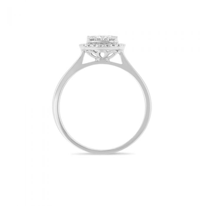 Half - Carat Cushion - Cut Diamond Halo Engagement Ring Crafted in 9 - carat White Gold