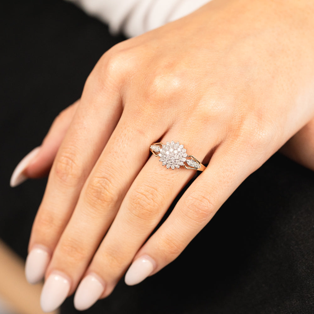 Half - Carat Diamond Cluster Ring Crafted in 9ct Yellow Gold
