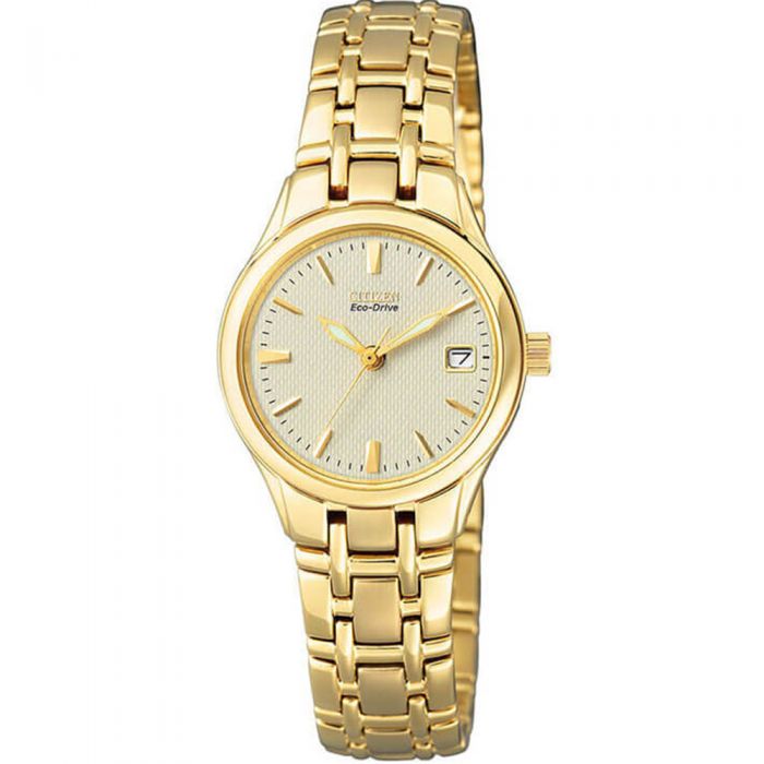 Citizen Women's Classic Eco-Drive Light-Powered Watch EW1262-55P with Gold-Toned Details