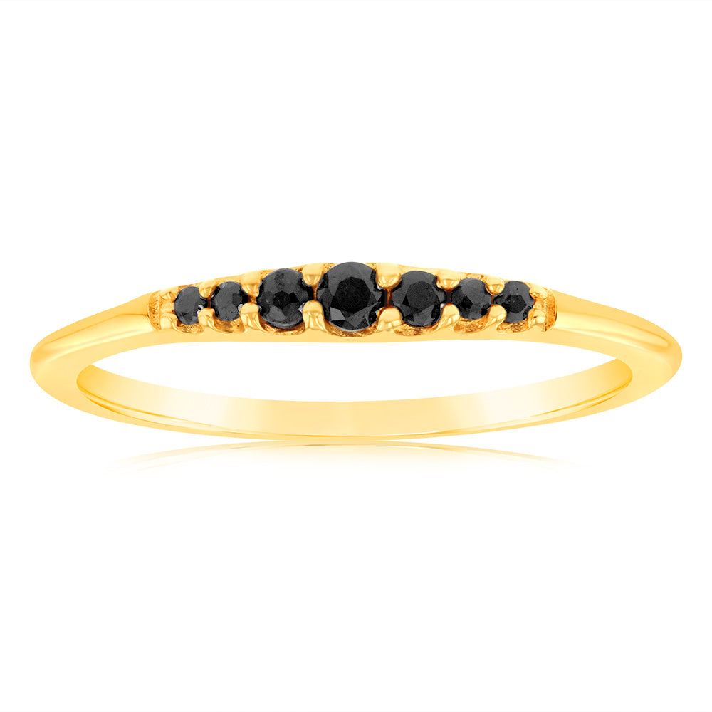 Stunning 9 Carat Yellow Gold Ring Featuring Graduating Natural Sapphires