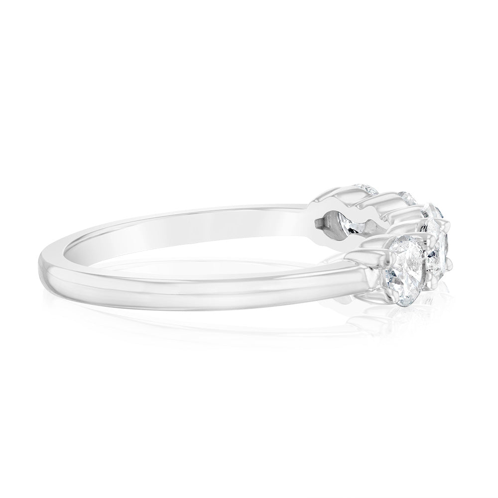 Exquisite 14ct White Gold Eternity Ring with 0.95 Carat of 5 Round Brilliant Diamonds
