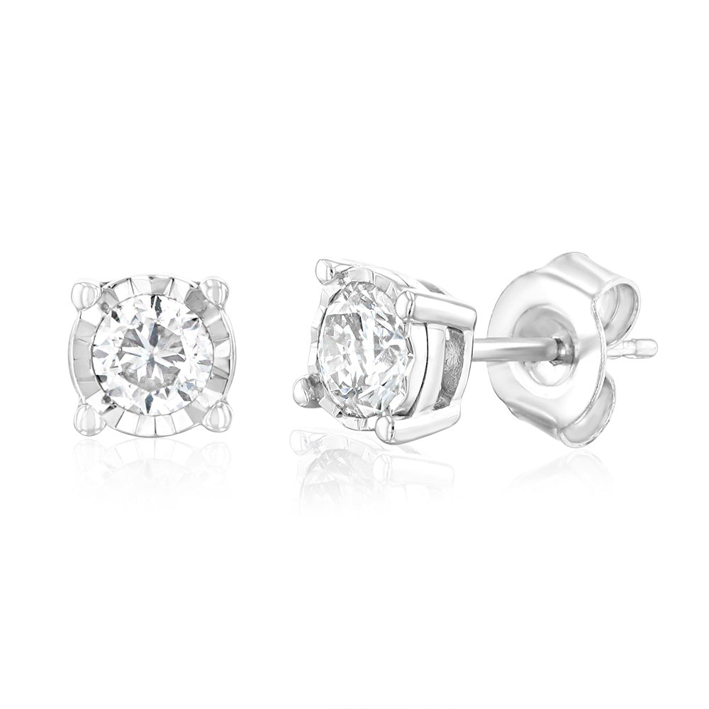 10ct White Gold Stud Earrings with 0.45 Carat Solitaire Diamonds