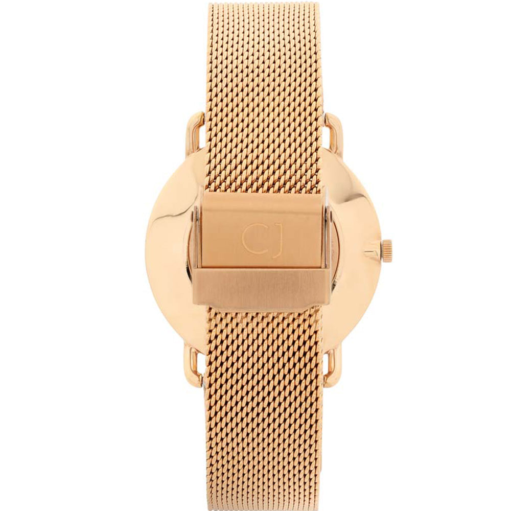 Colton James Eclipse Classic Ladies Rose Gold Dial and Rose Gold Mesh Stainless Steel Watch for Fashionable Women