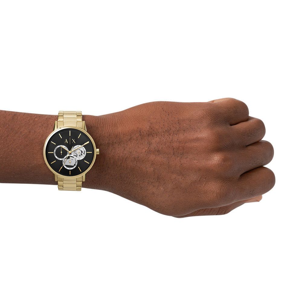 Armani Exchange Cayde AX2747 Multifunctional Luxury Men's Watch with Gold Accents