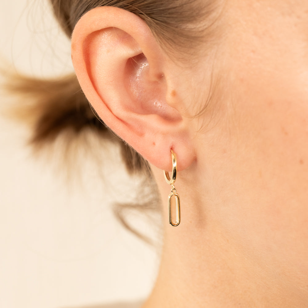 Stylish 9ct Yellow Gold Sleeper Earrings with Natural Quartz