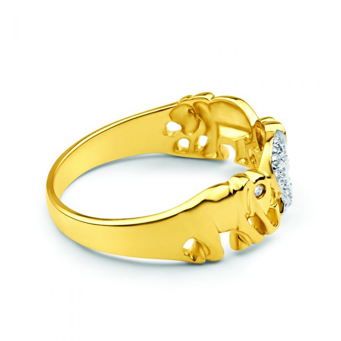 9ct Yellow Gold Elephant Diamond Ring - A Symbol of Good Fortune